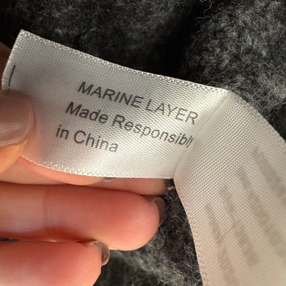 Marine Layer Maurice Merino Wool Blend Shawl Cardigan - Charcoal Gray Unisex- M - Picture 11 of 11